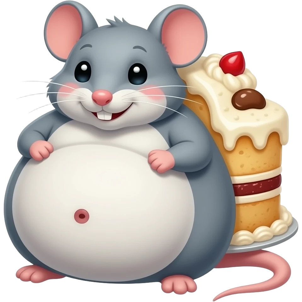 A cute little mouse,gets a giant overstuffed belly,she has eaten entire cake,now she is too full to move and remains stuck on her back,then she finds her well fed Bellybutton and gives it a deep tickle. emoji