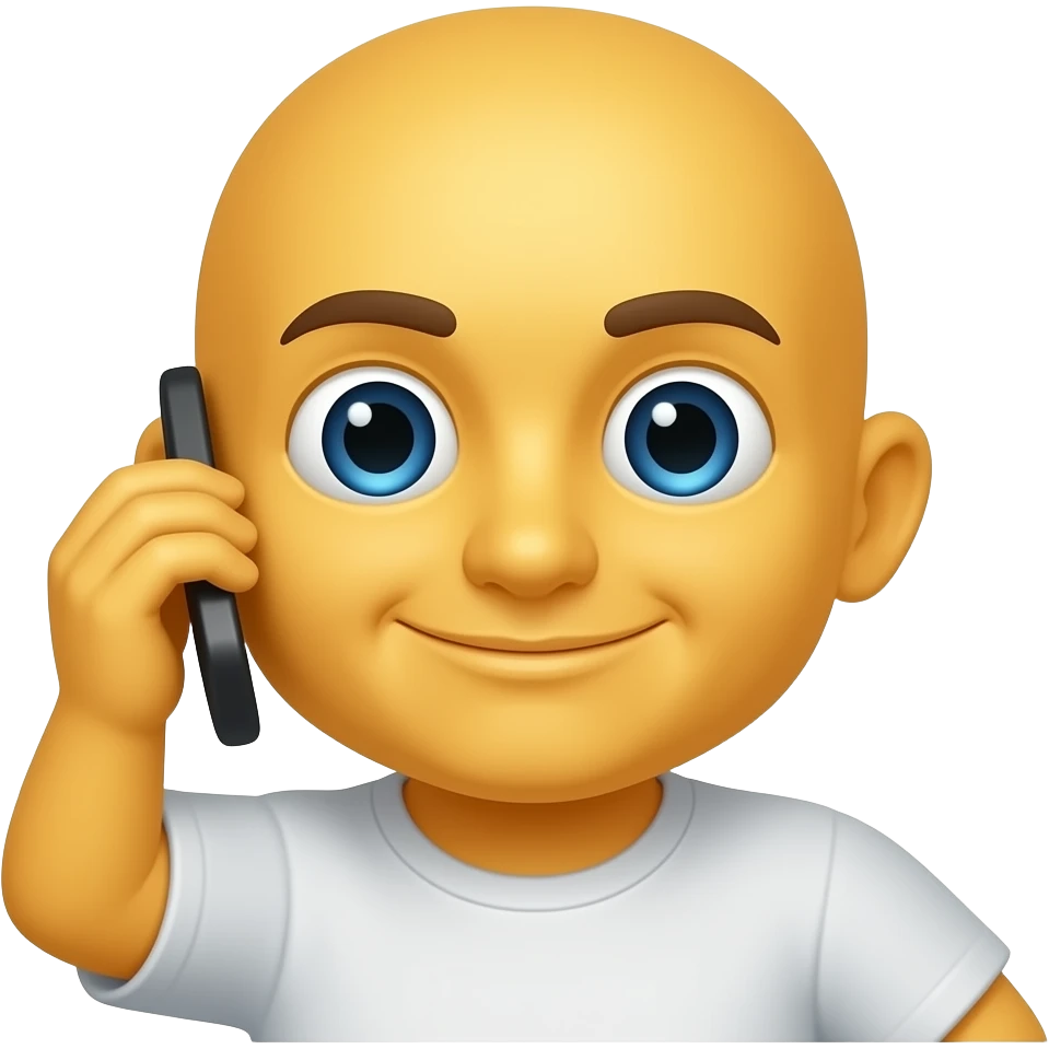 노랑색 표정으로 폰을 귀에 대고 전화하는 이모지 emoji