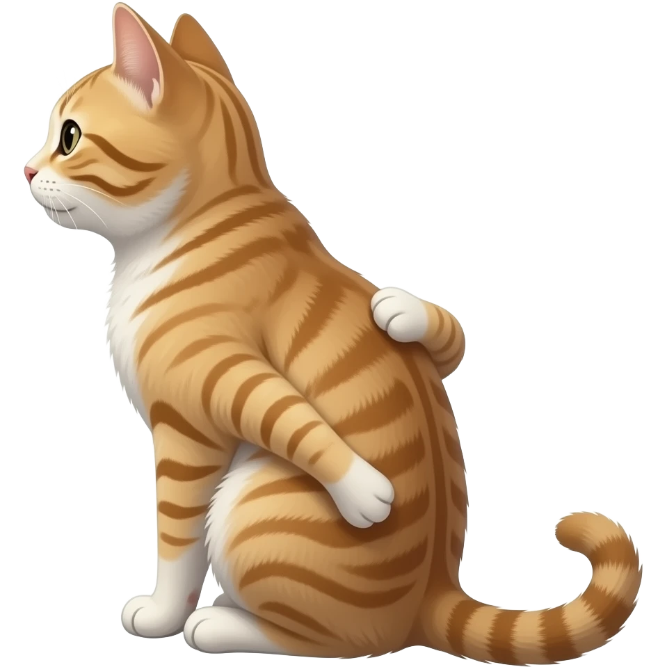 一直侧背对我们，双手背在后面，站着的小猫 emoji
