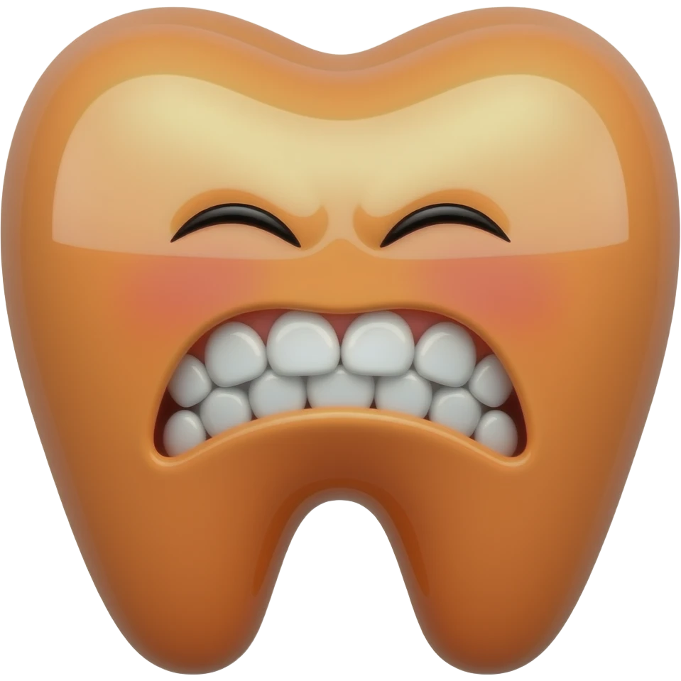 Angry red-orange tooth emoji