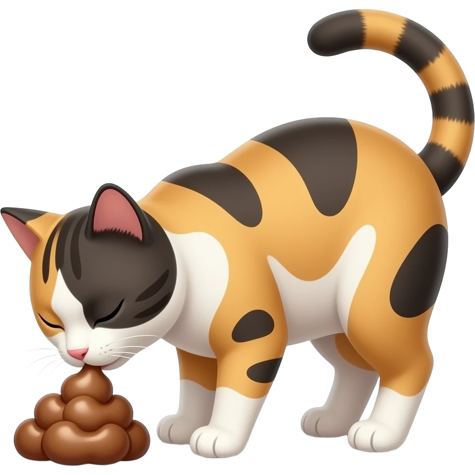 a cat sniffing its own shit emoji