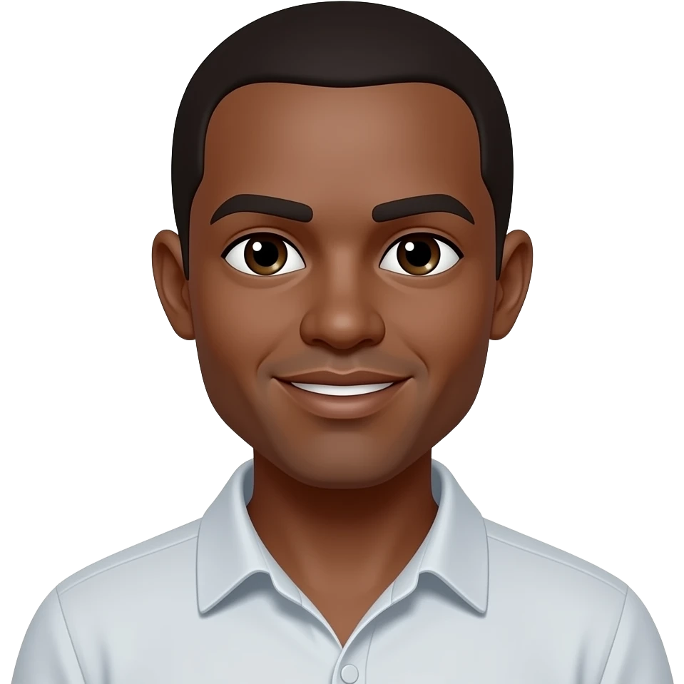 3D emoji-style avatar portrait of a single person, front-facing and centered,memoji style. black person emoji