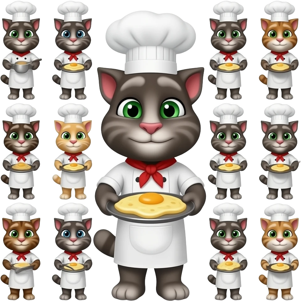 صد تاTalking Tomدرحال پختن املت با لباس های آشپزی emoji