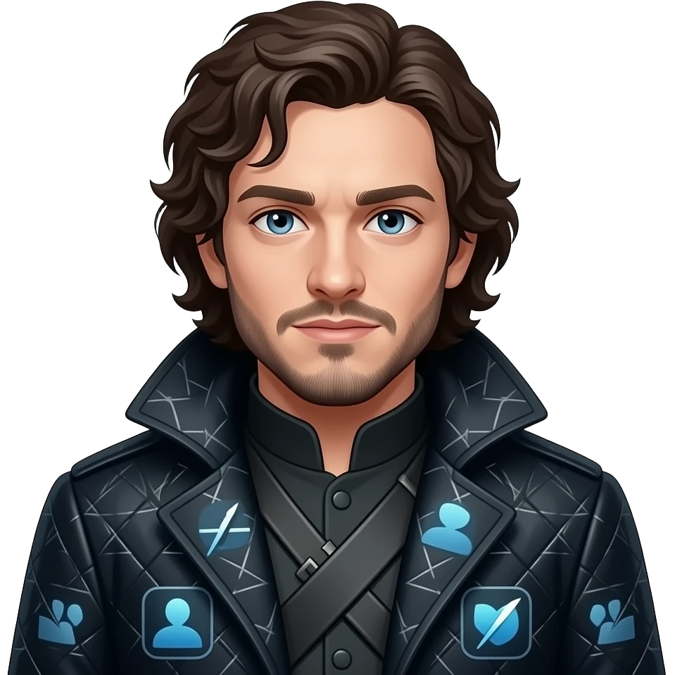 jon snow black cloat with ios style emoji