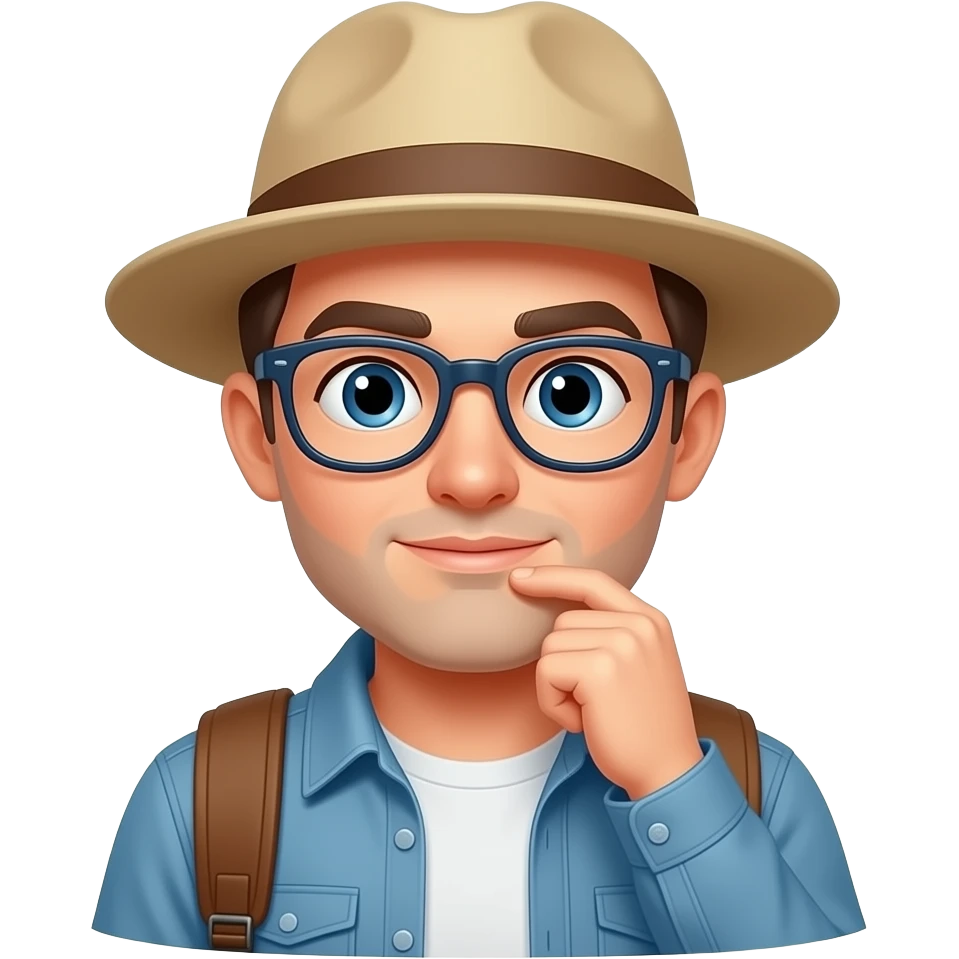 The tourist was thinking hard emoji