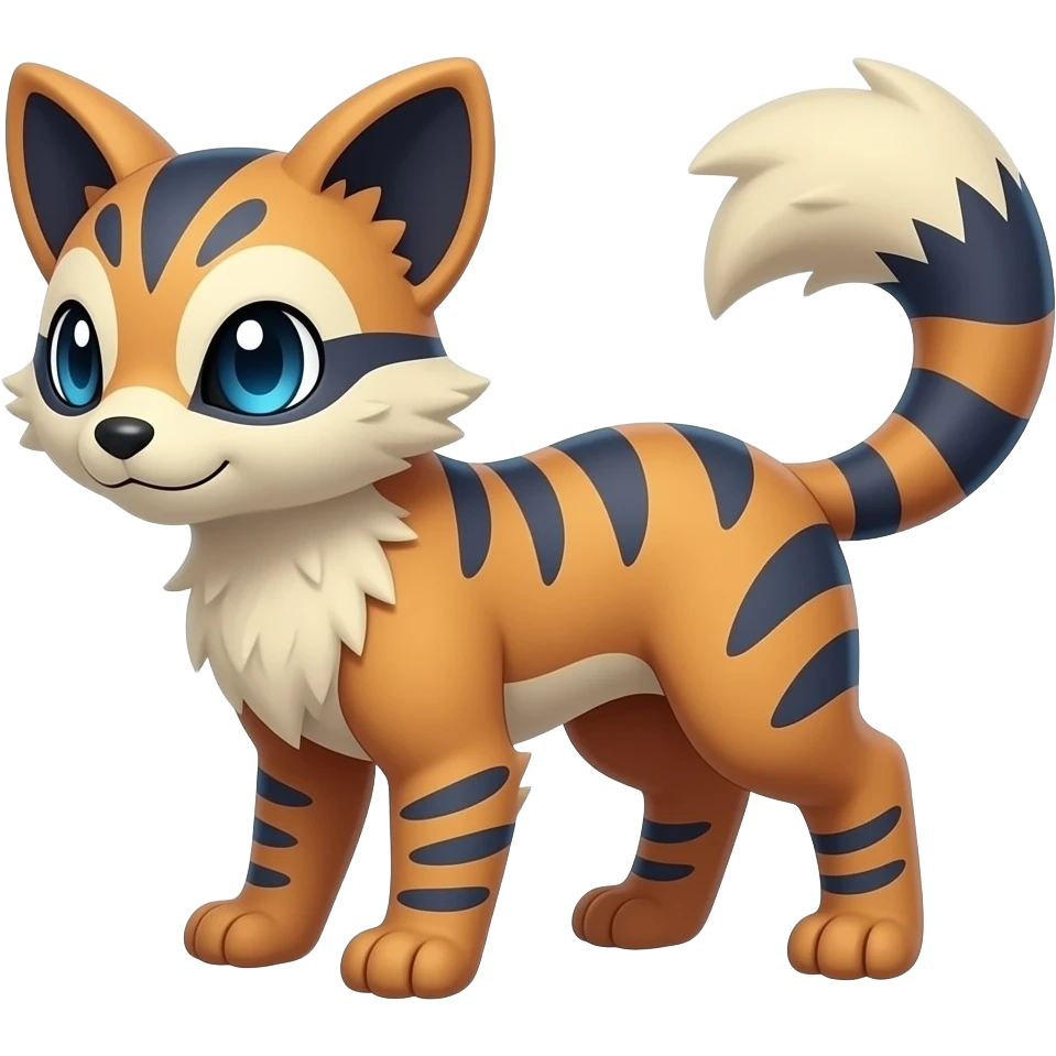 Colorful Civet-Trico-Fennekin-Manectric-Vaporeon-Fakémon-hybrid with tribal markings emoji