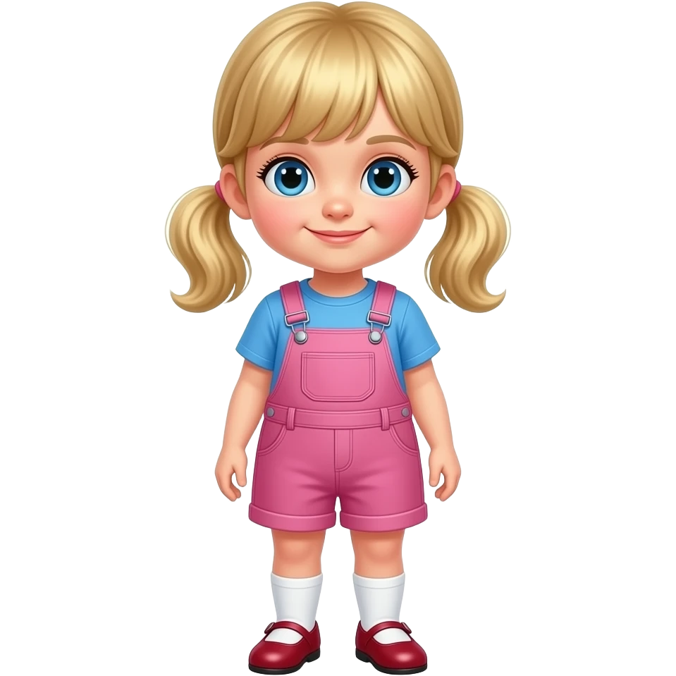 Little girl blonde hair with bangs in pigtails with flipped end blue ...