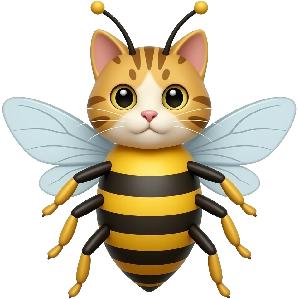Honeybee with a cat face emoji