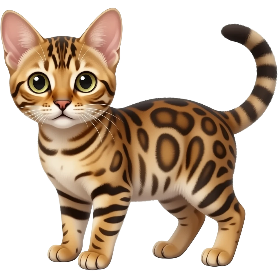 Tiny silver spotted oriental kitten with big Bengal cat emoji