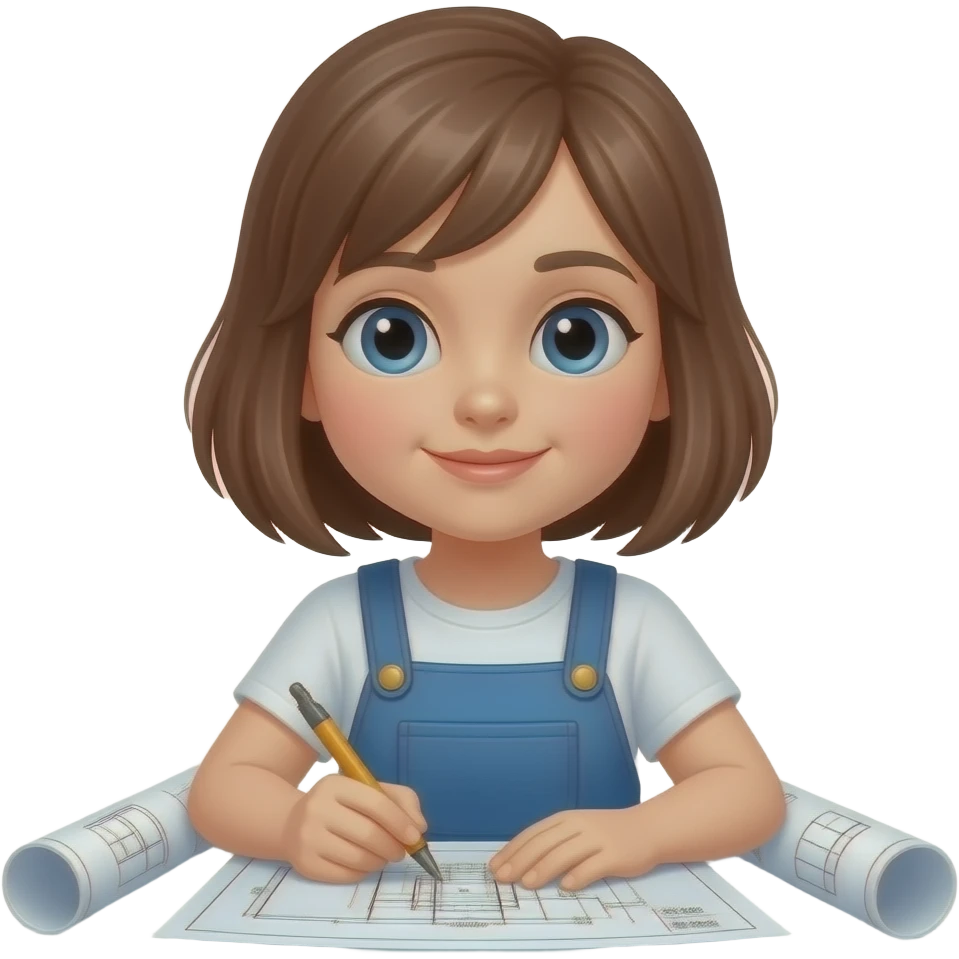 Девушка работает с схемами и трудностями emoji