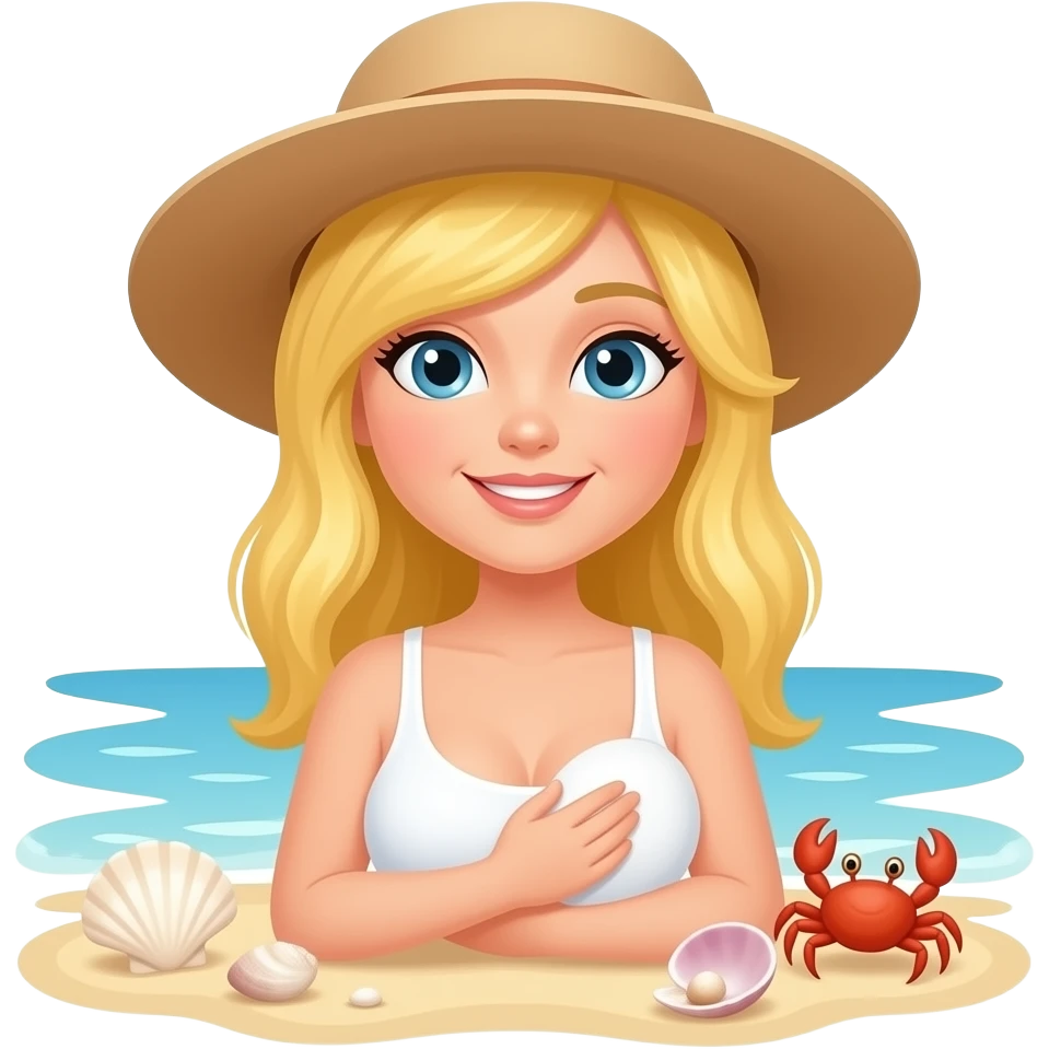 👱🏻‍♀️🤱🏼🐚🦀🏖👒 emoji