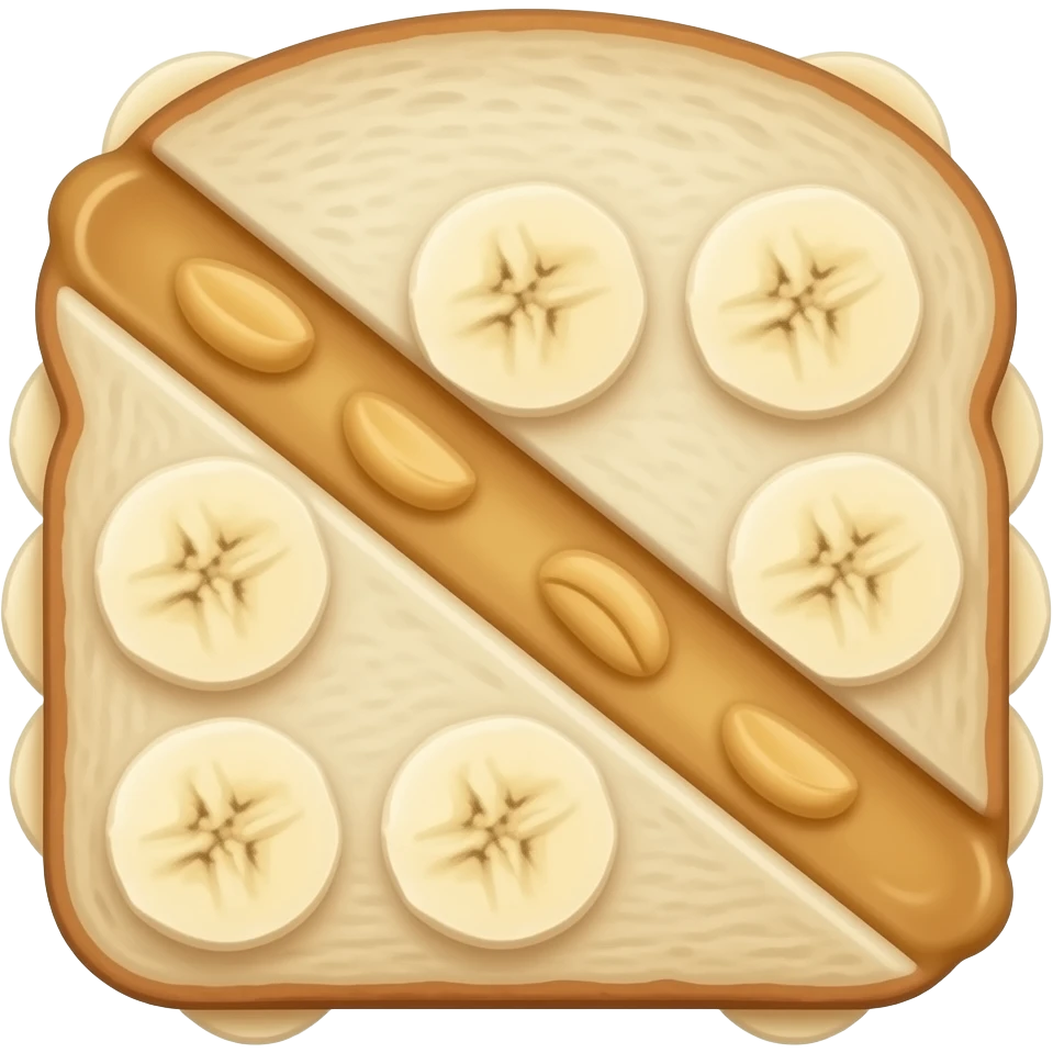 Peanut butter and banana honey sandwich sliced in half emoji