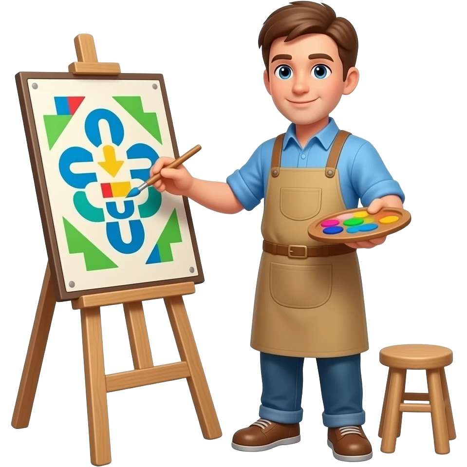 artist decorating a board game emoji