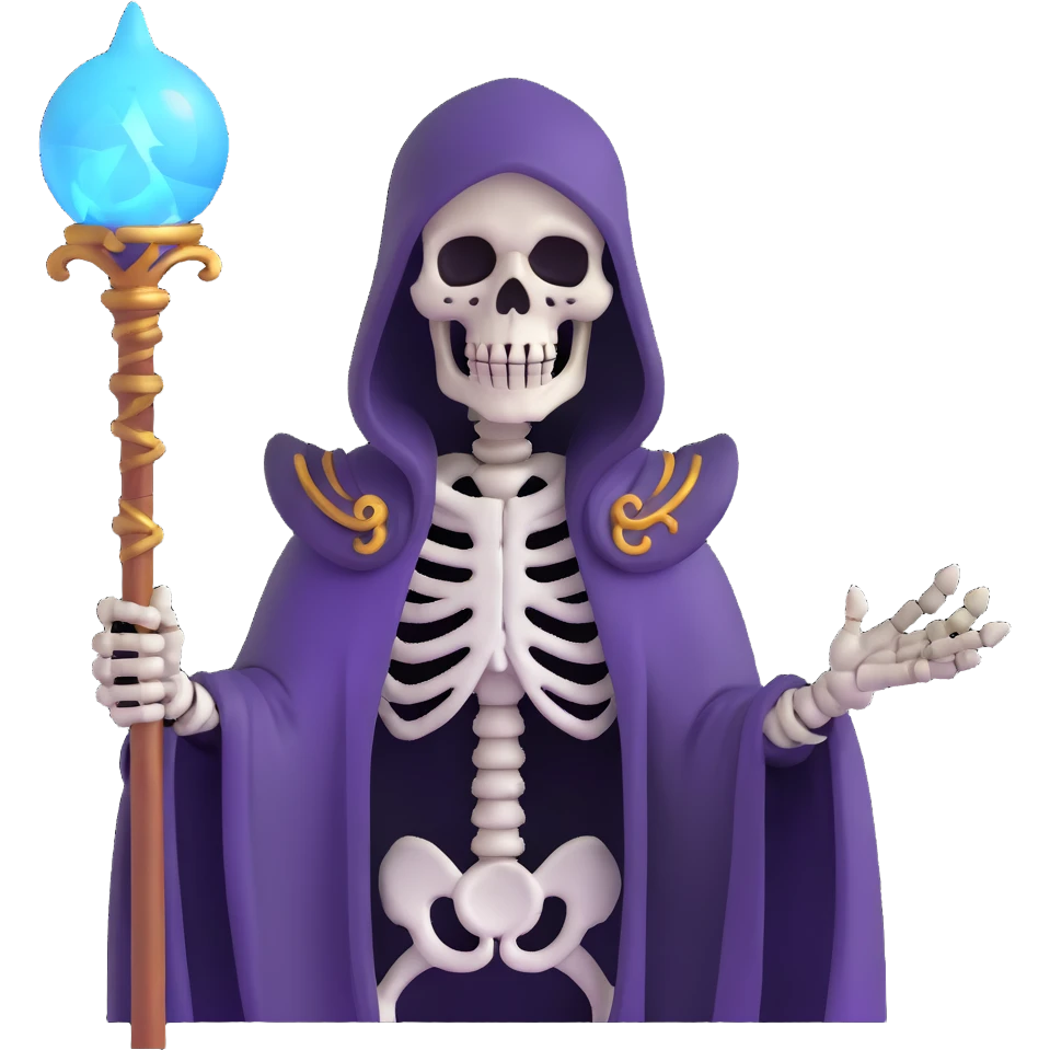 undead skeleton overlord with magical staff emoji