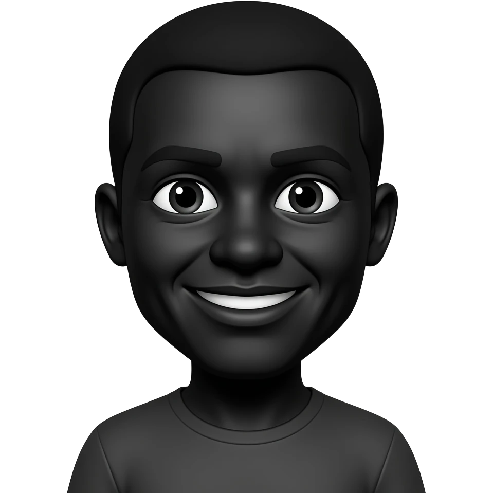 black smiling emoji with white eyes emoji