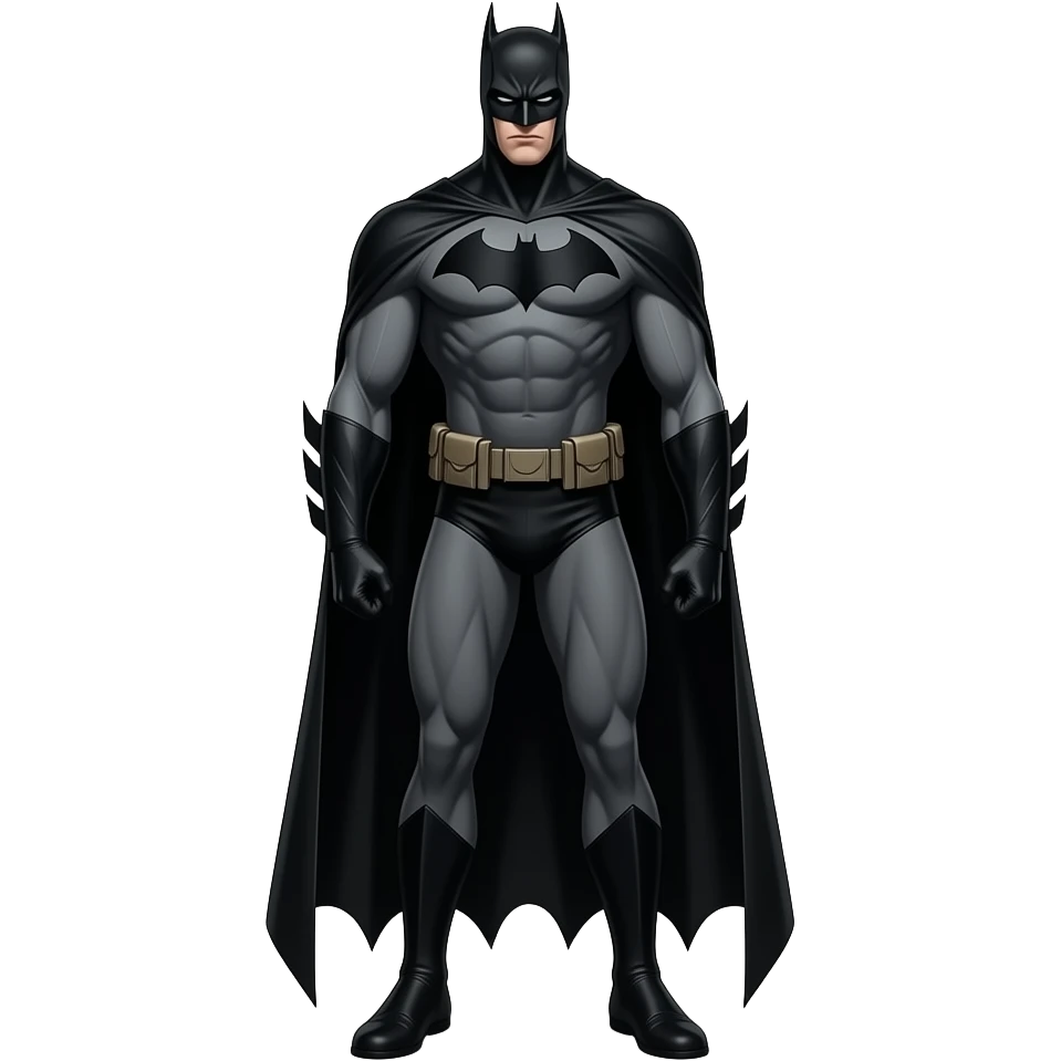 Gothic exaggerated Batman, very thin Tim Burton-esque athletic physique all black costume, 90° fov, short light in shadows emoji