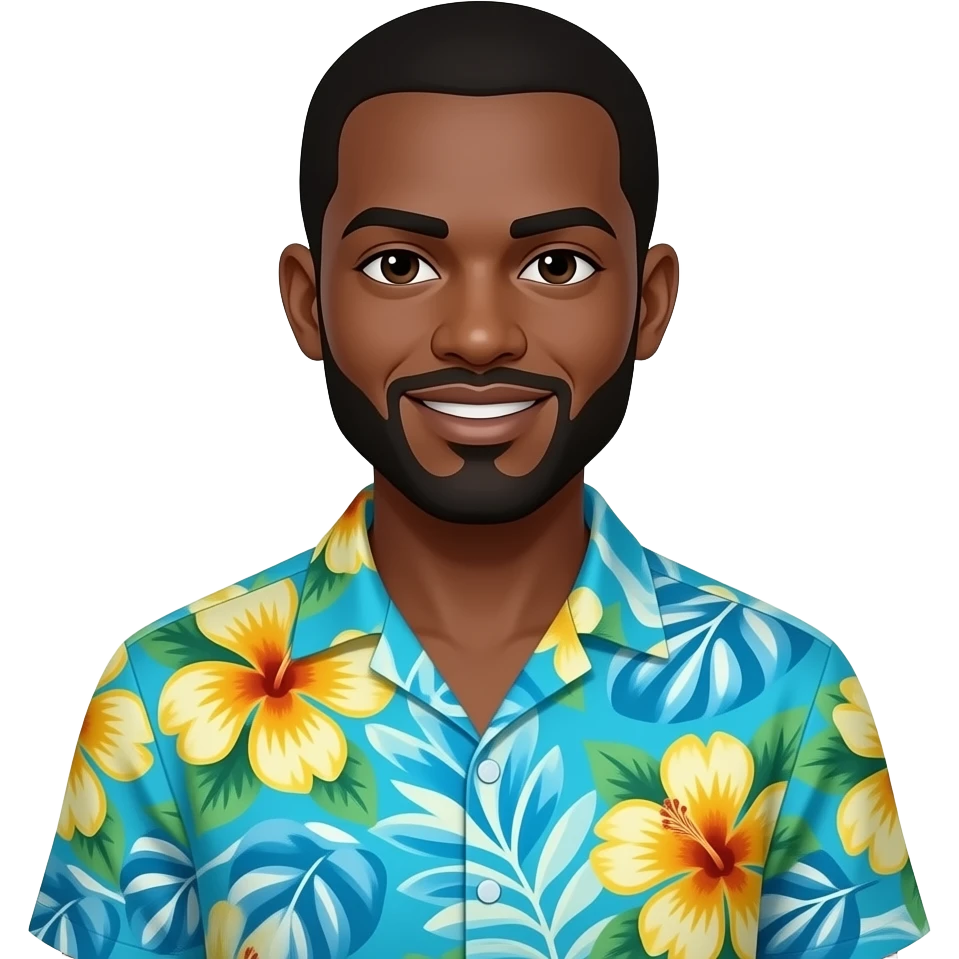 DARK SKIN man in Hawaiian Shirt emoji
