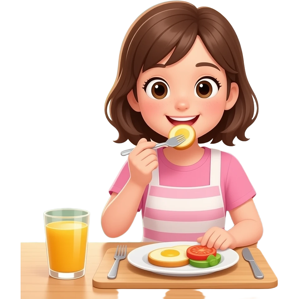 Dziewczynka je śniadanie emoji
