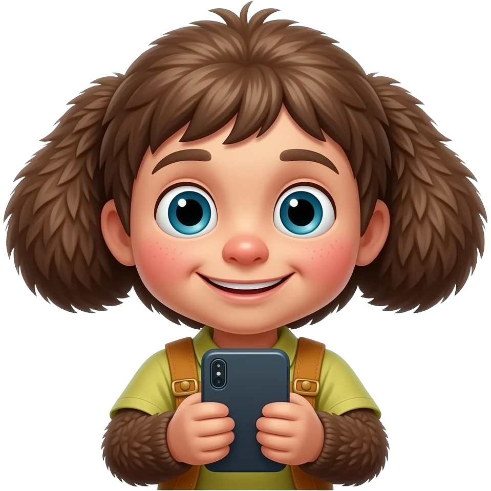 чебурашка с телефоном в руках на моно колисе emoji