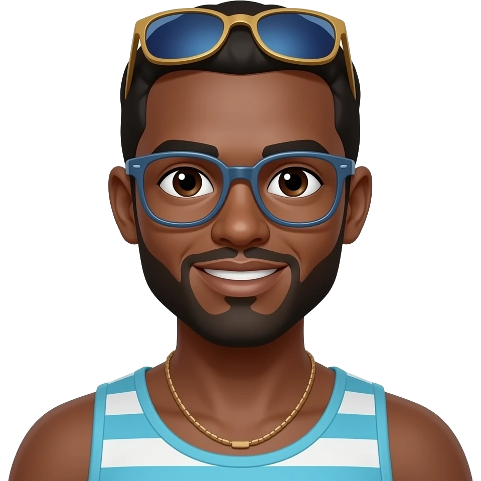 bust shot of black skin maleBeach Tourist emoji