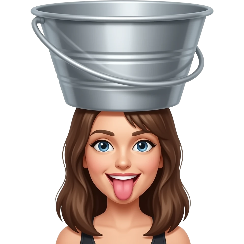 Une femme jolie folle avec un entonnoir sur la tete qui tire la langue emoji