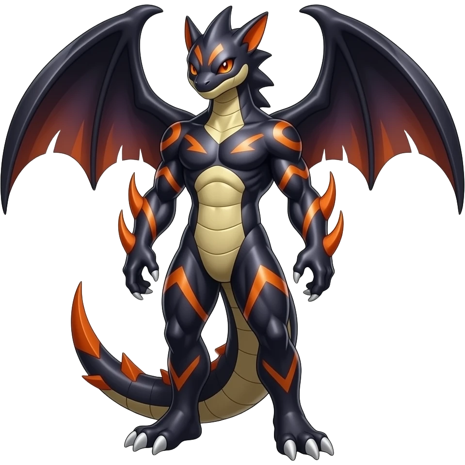 Shiny Dark Dusky Cool Hot Stylish Handsome Seviper-Cynder-Salandit-Darkrai-Renamon-Zoroark-Monster-Fakémon-fusion (full body) emoji