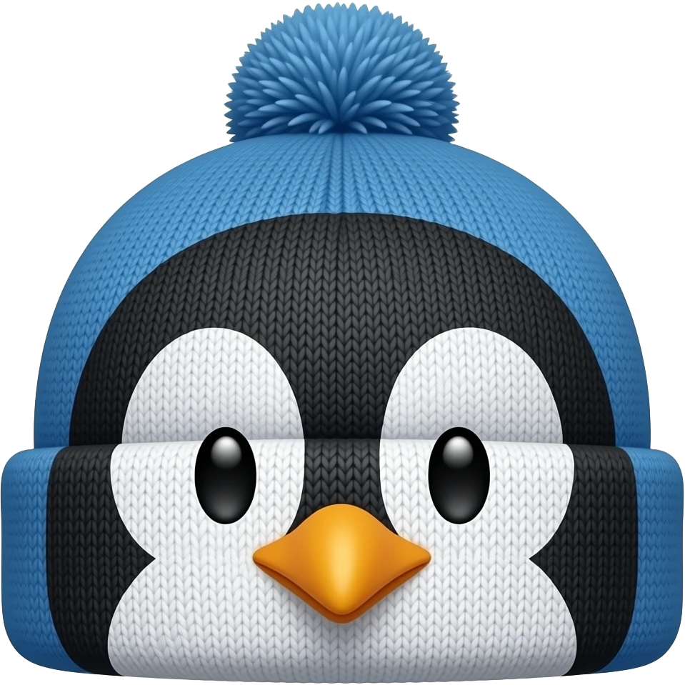 beanie wearing penguin face emoji