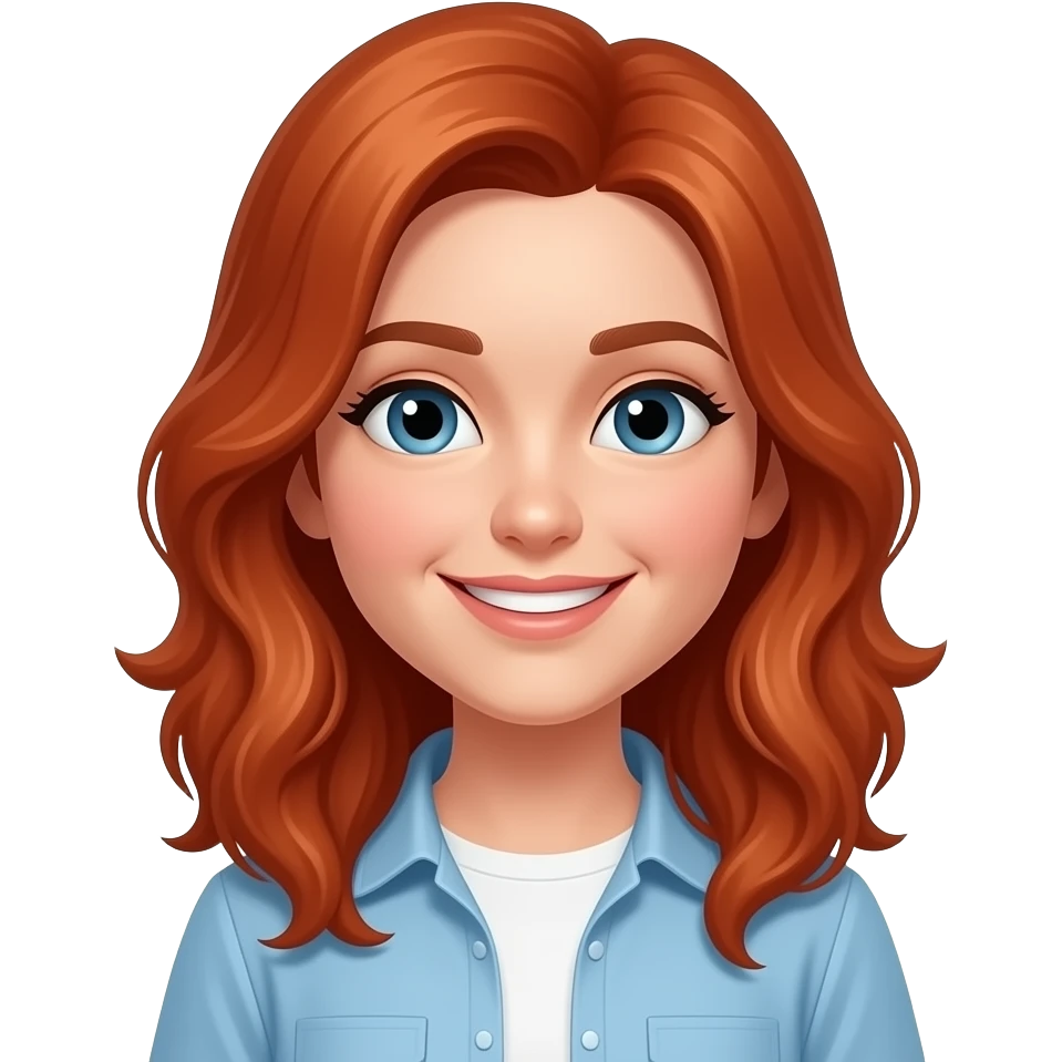 Smiling red hair emoji