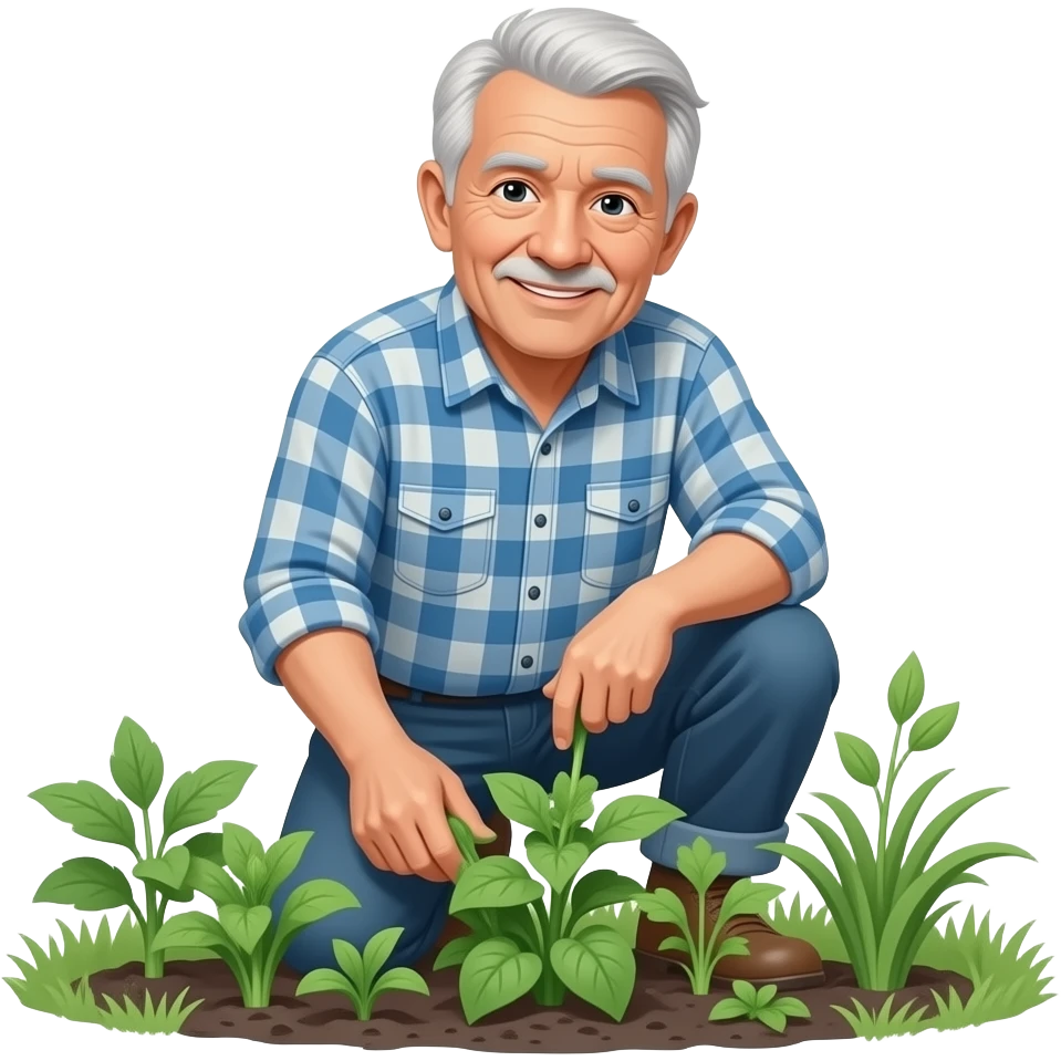 Old man doing yardwork emoji