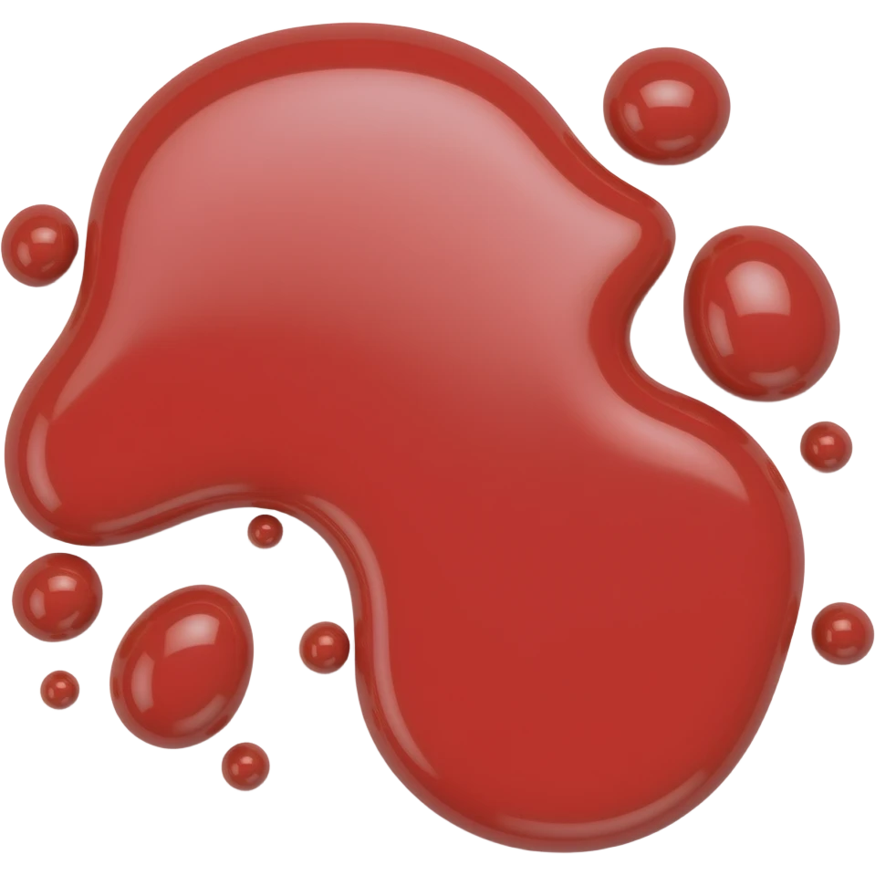 3D Red puddle with red droplets on ground level emoji