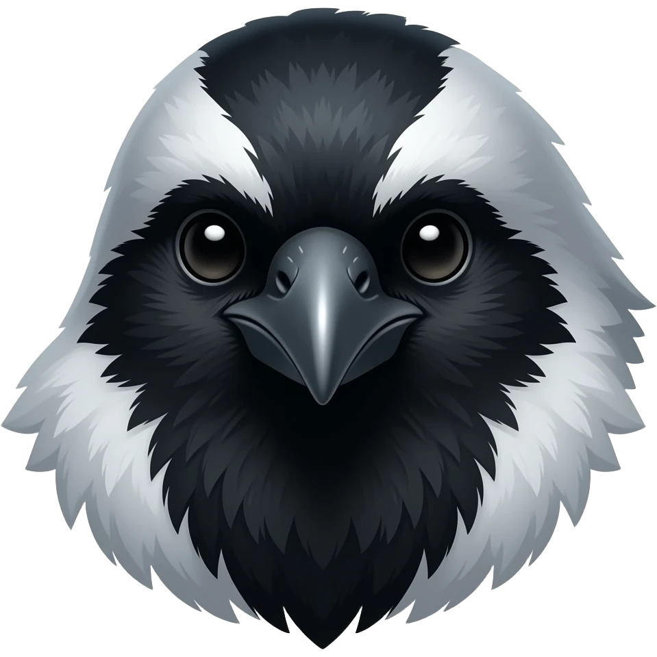 A cybernetic magpie head emoji