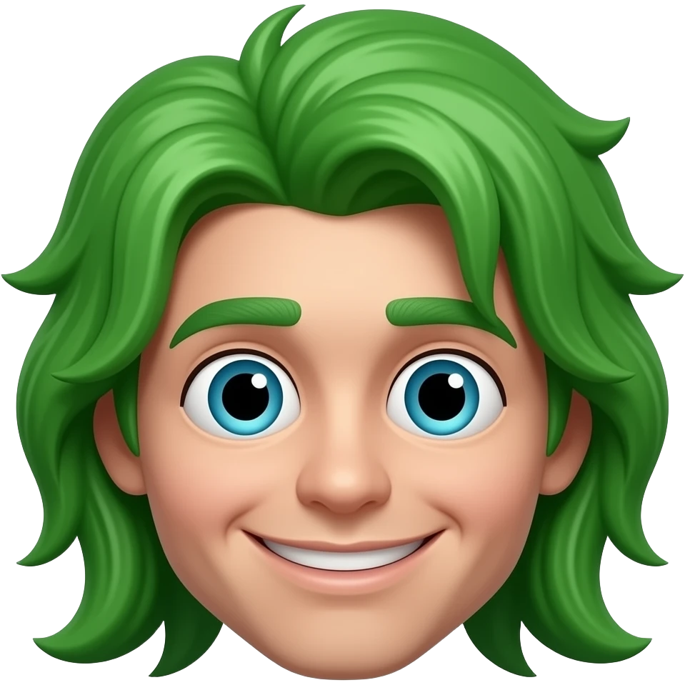 Funny face with long hair sticking up , that is green emoji