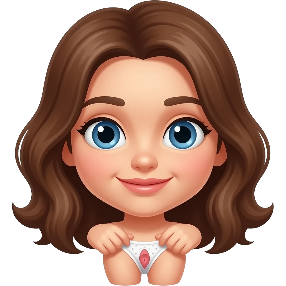 Nude girl Brown hair blue eyes pulling her panties down to show her vagina emoji