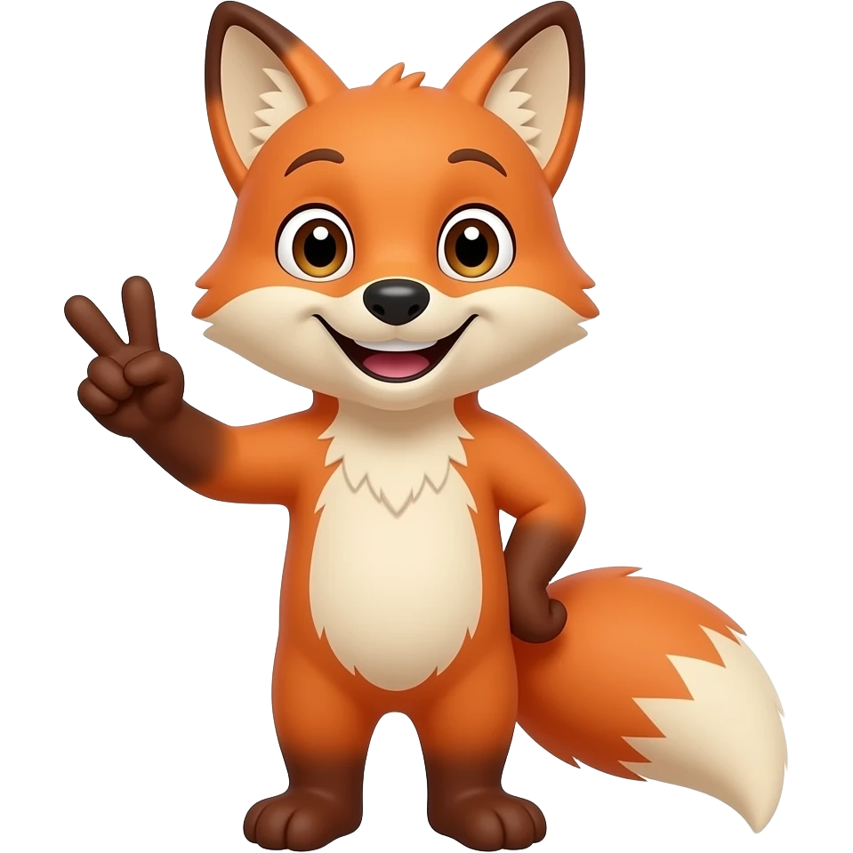 Happy fox doing a two hand peace sign emoji
