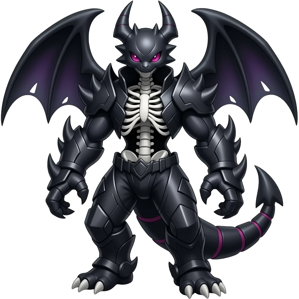 Badass Edgy Dark Evil Spectral Dusky Spooky Skeletal Cool shot Stylish Handsome Duskull-Marowak-Darkrai-Genesect-Fakémon-fusion (full body) emoji