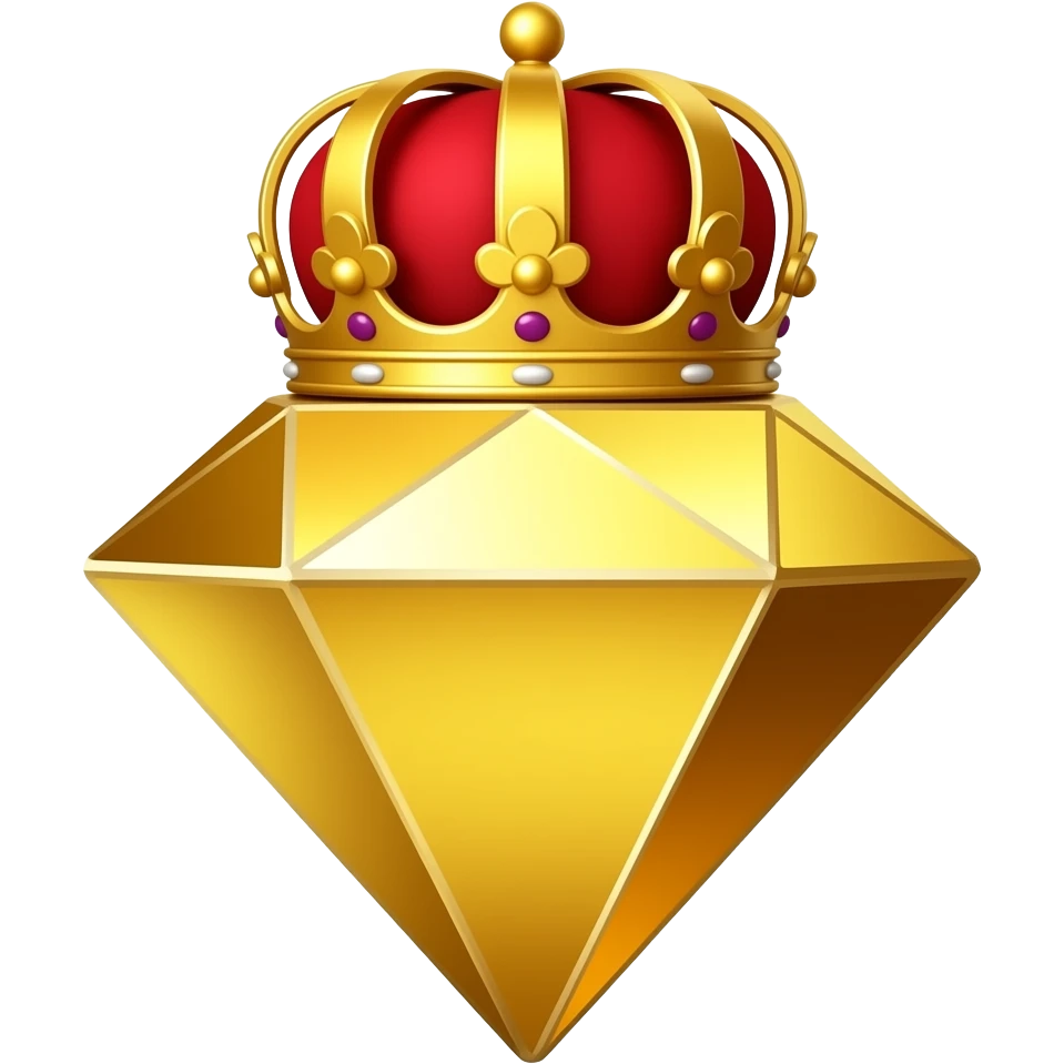 Бриллиант золотой с короной красной женская утонченнаяй emoji