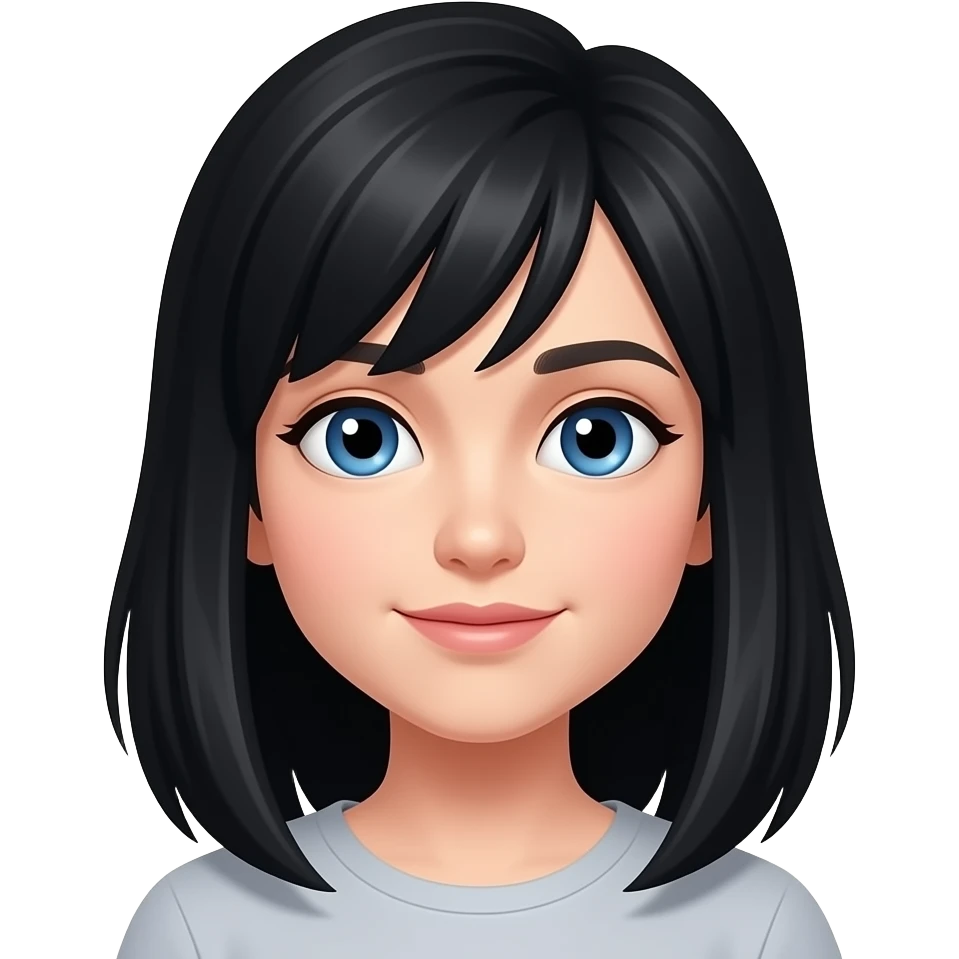 black hair and blue eyes emoji