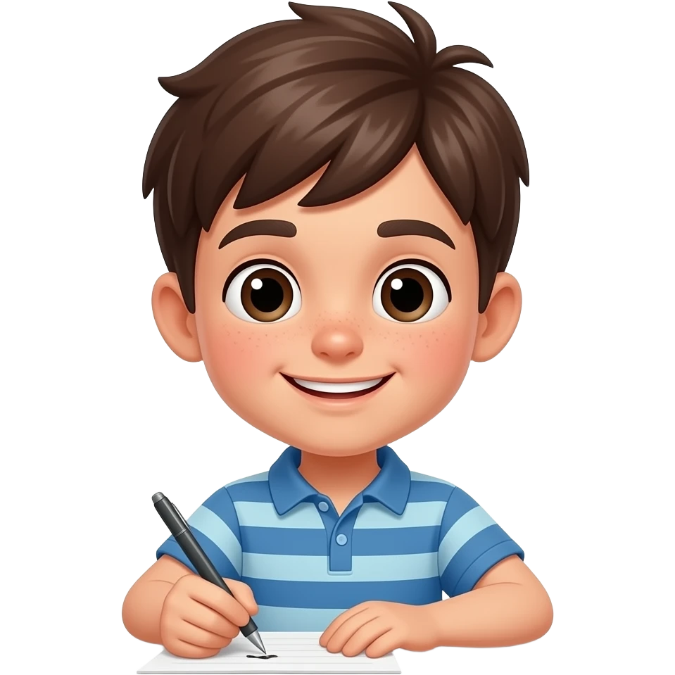 boy writing emoji