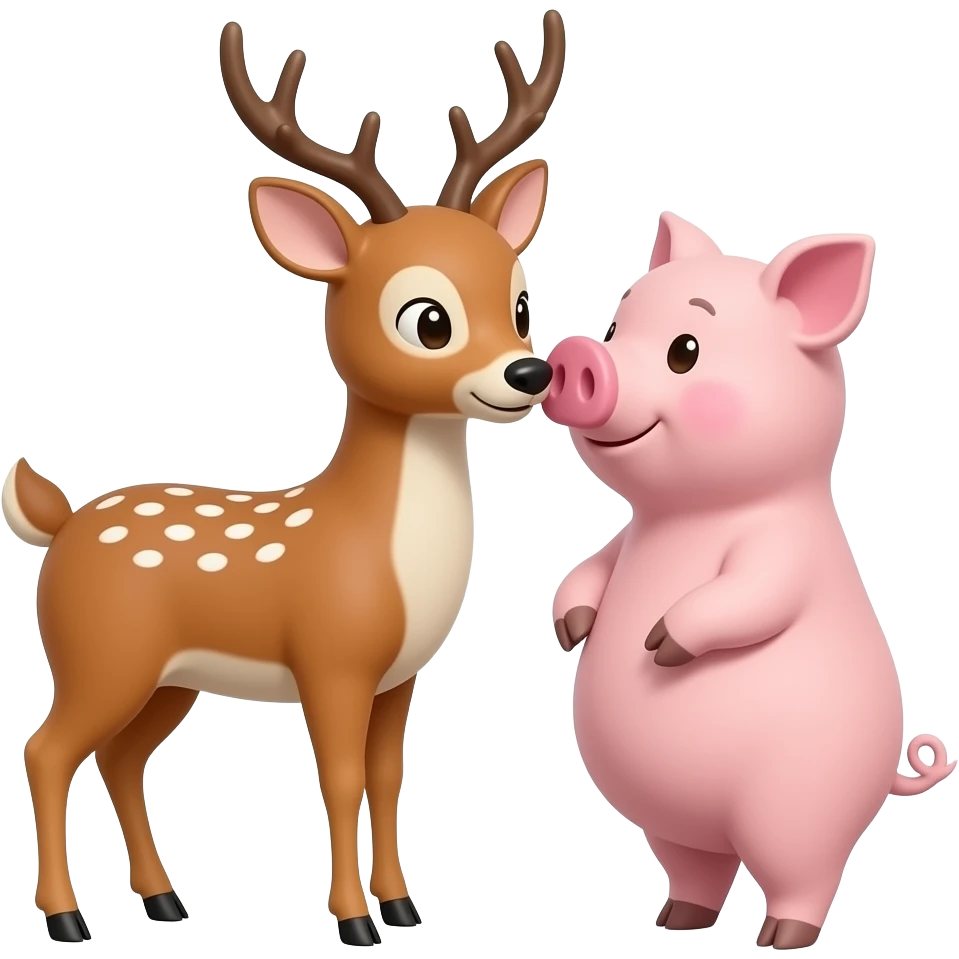 of a deer and a pig in love emoji