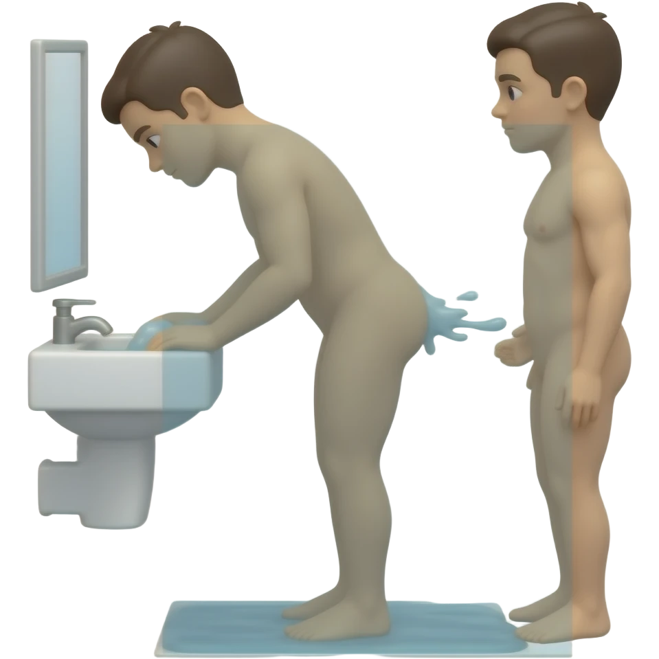 2 Brown  Mans naked making sex bathroom wash butt in to shower full body emoji