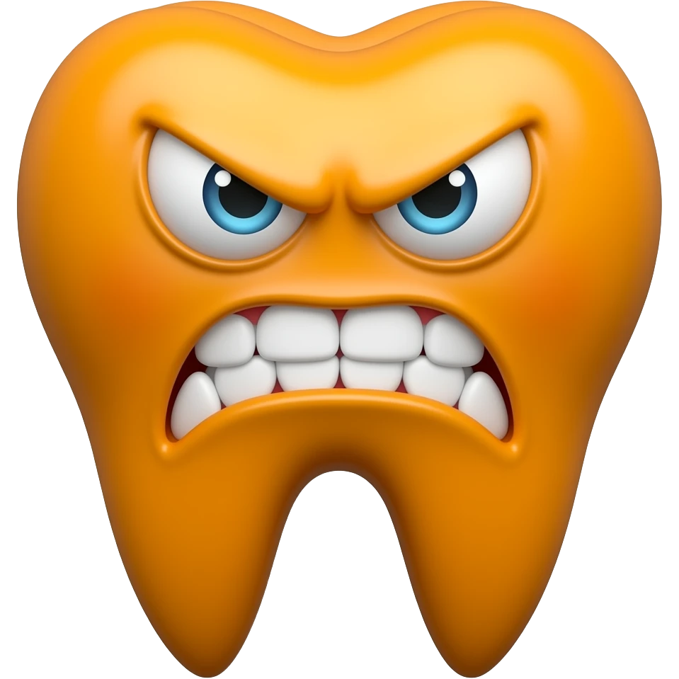 Angry orange tooth emoji