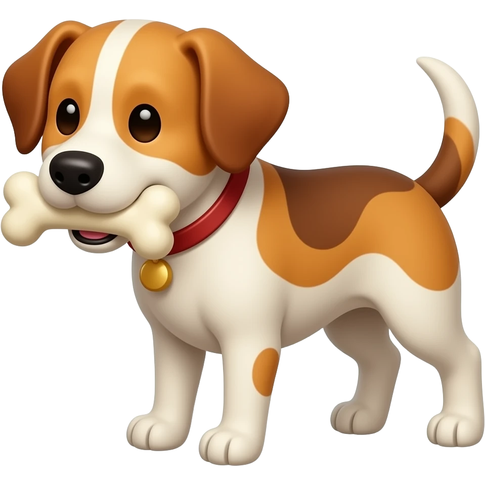 A dog eating a bone emoji