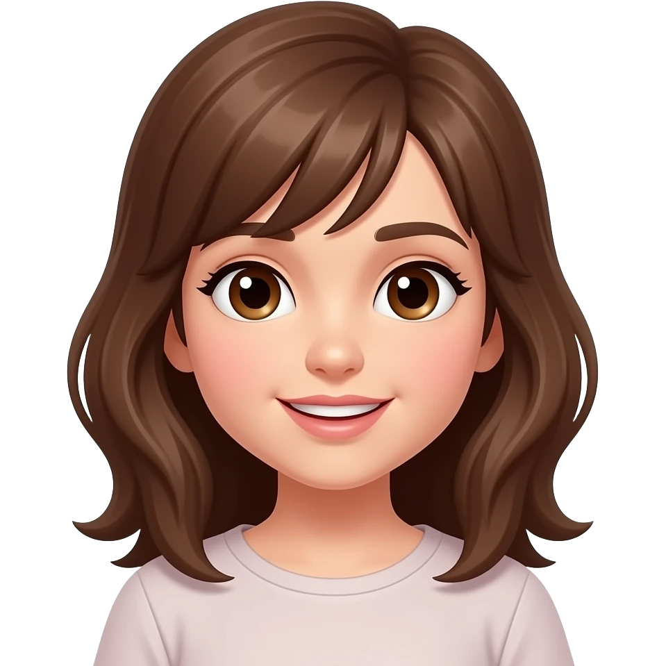 Can you make a light brown girl with brand hair and eyes to look like she is saying something emoji