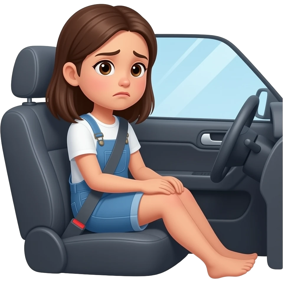 teen girl, worried in the back seat emoji