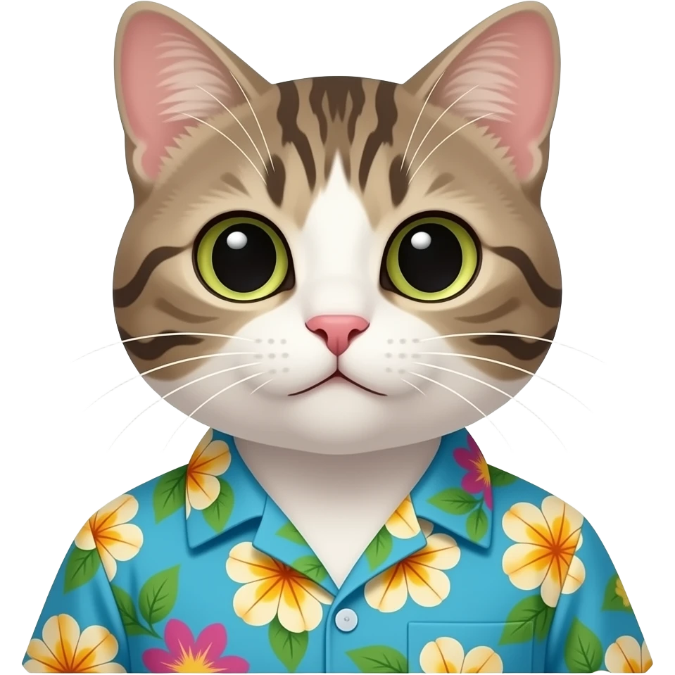bust shots of a cat in hawaiian shirt emoji