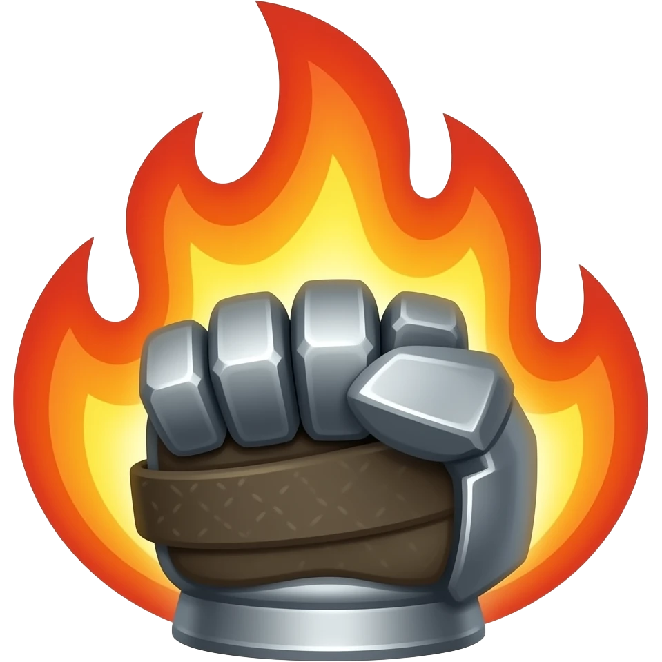 iron gauntlet on fire emoji
