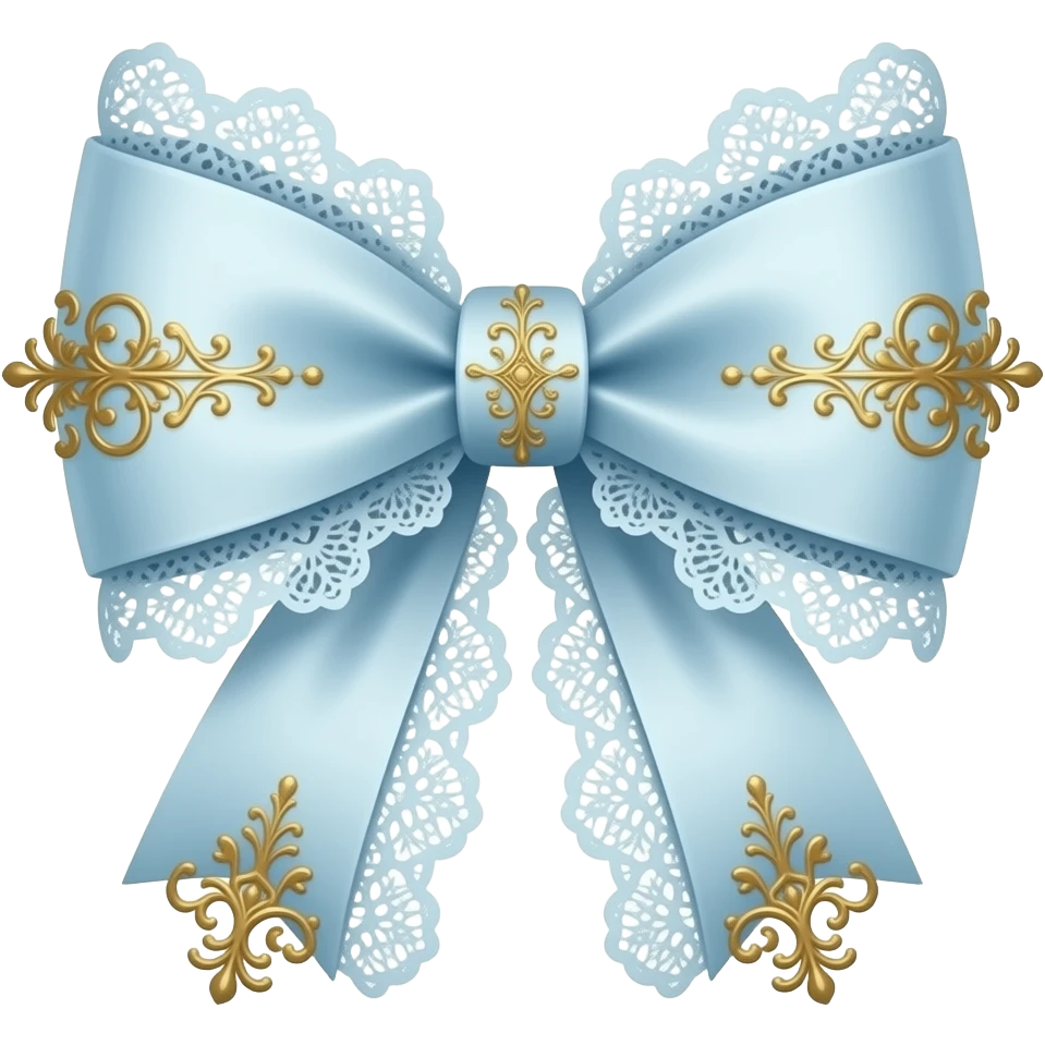 vintage rococo light blue bow with lace and frills emoji