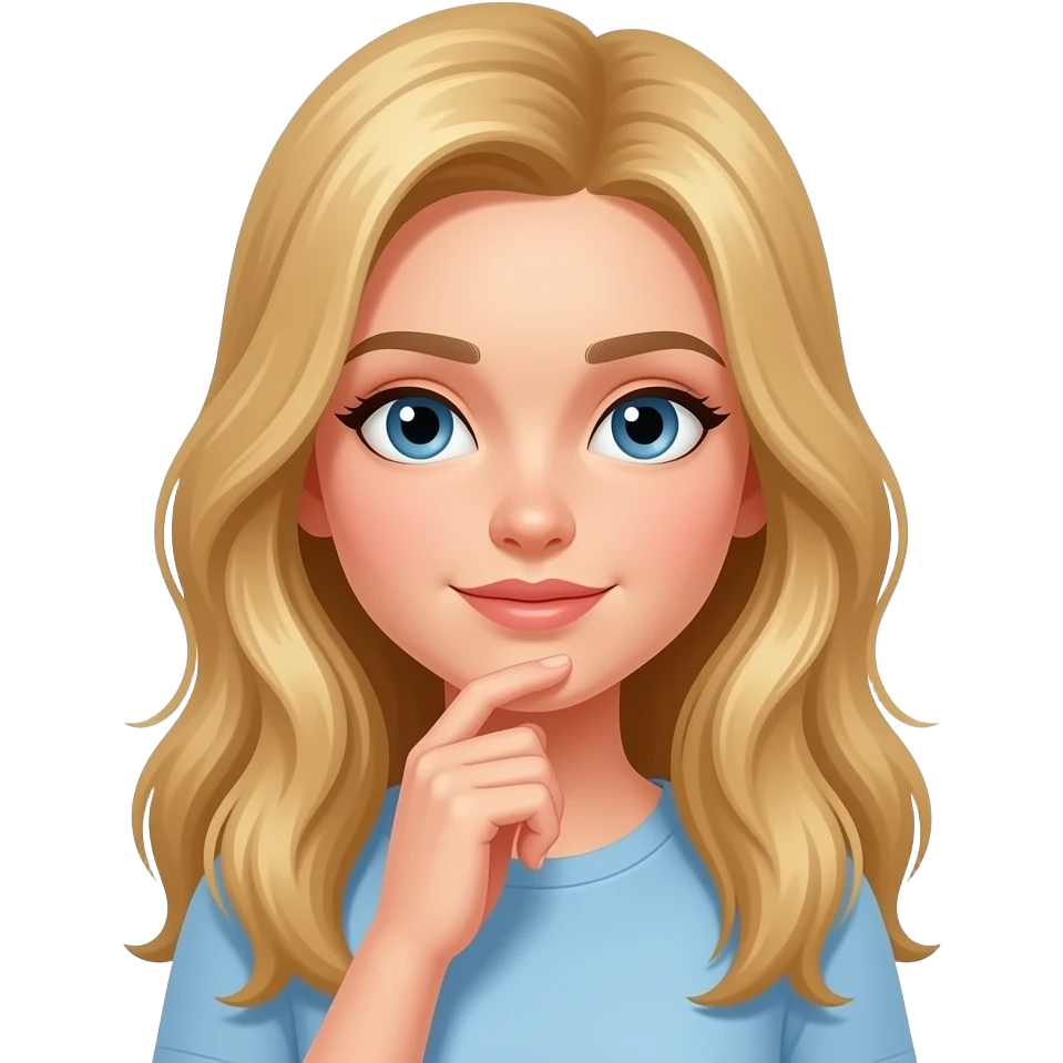 gal long blonde hair thinking emoji