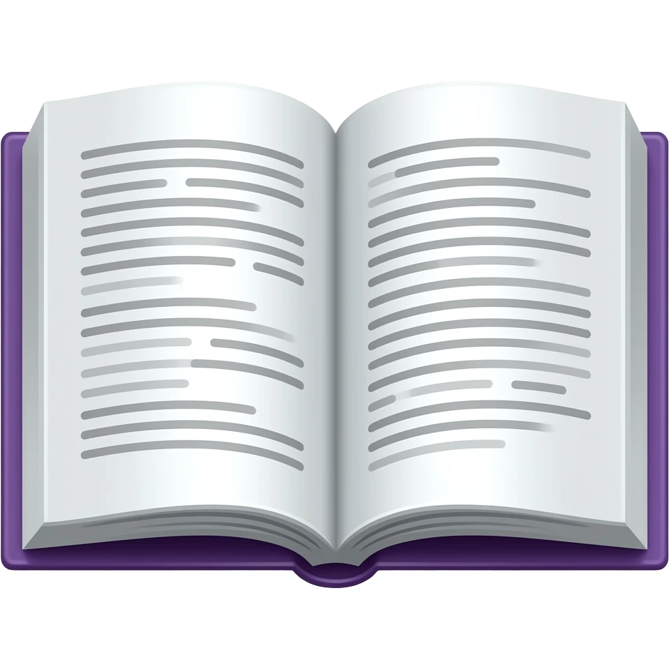 open book with purple cover. pages in front emoji
