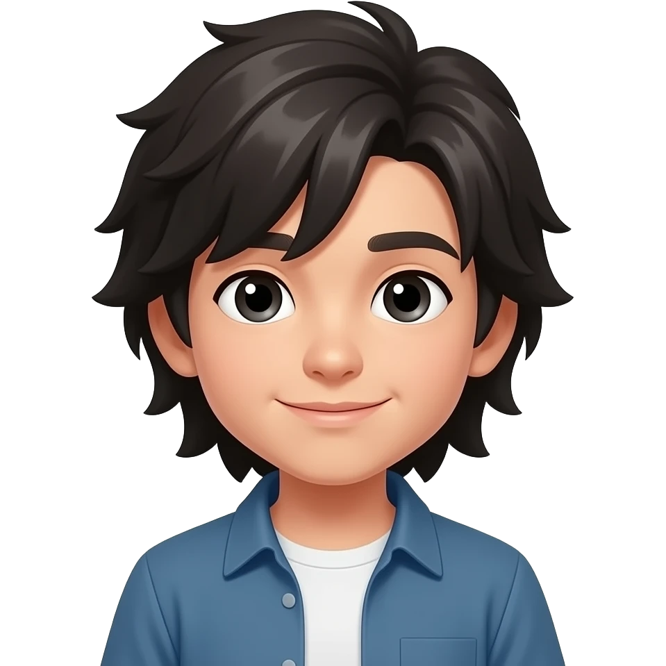 long black haired boy only head emoji